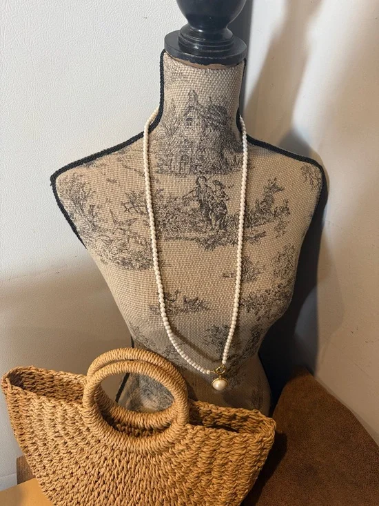 Talbots Pearl Stretch Bracelet Set in White with Gold Accent - Picture 2 of 5